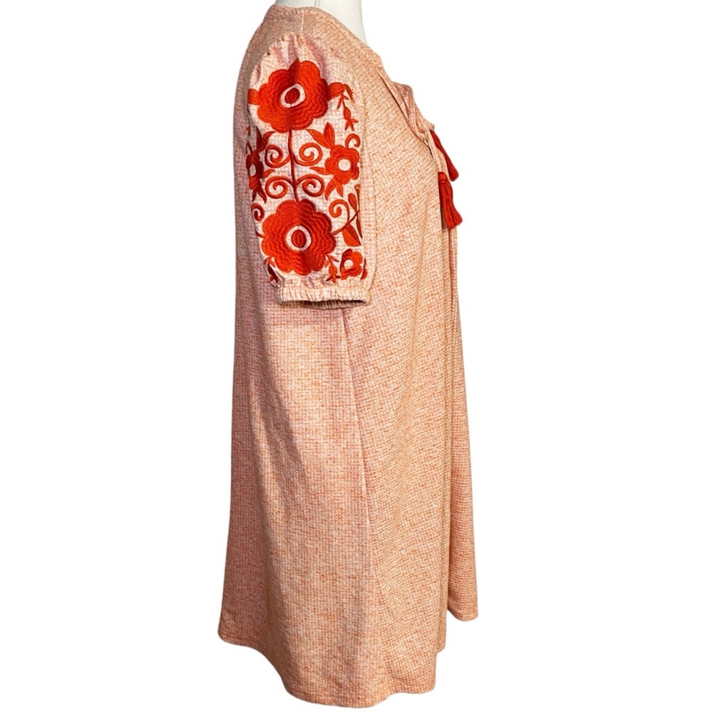 Voy Embroidered Peach Midi Dress - Picture 3 of 15